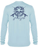 BORNOFWATER Spearfishing T-Shirt: UV Performance Long Sleeve: Skull & Spearguns