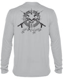 BORNOFWATER Spearfishing T-Shirt: UV Performance Long Sleeve: Skull & Spearguns